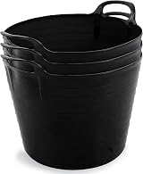 Neat 42L Flexi Tubs 3 Pack Large Buckets with Handles UK Made LDPE