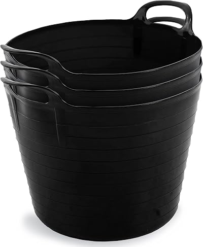 Neat 42L Flexi Tubs 3 Pack Large Buckets with Handles UK Made LDPE