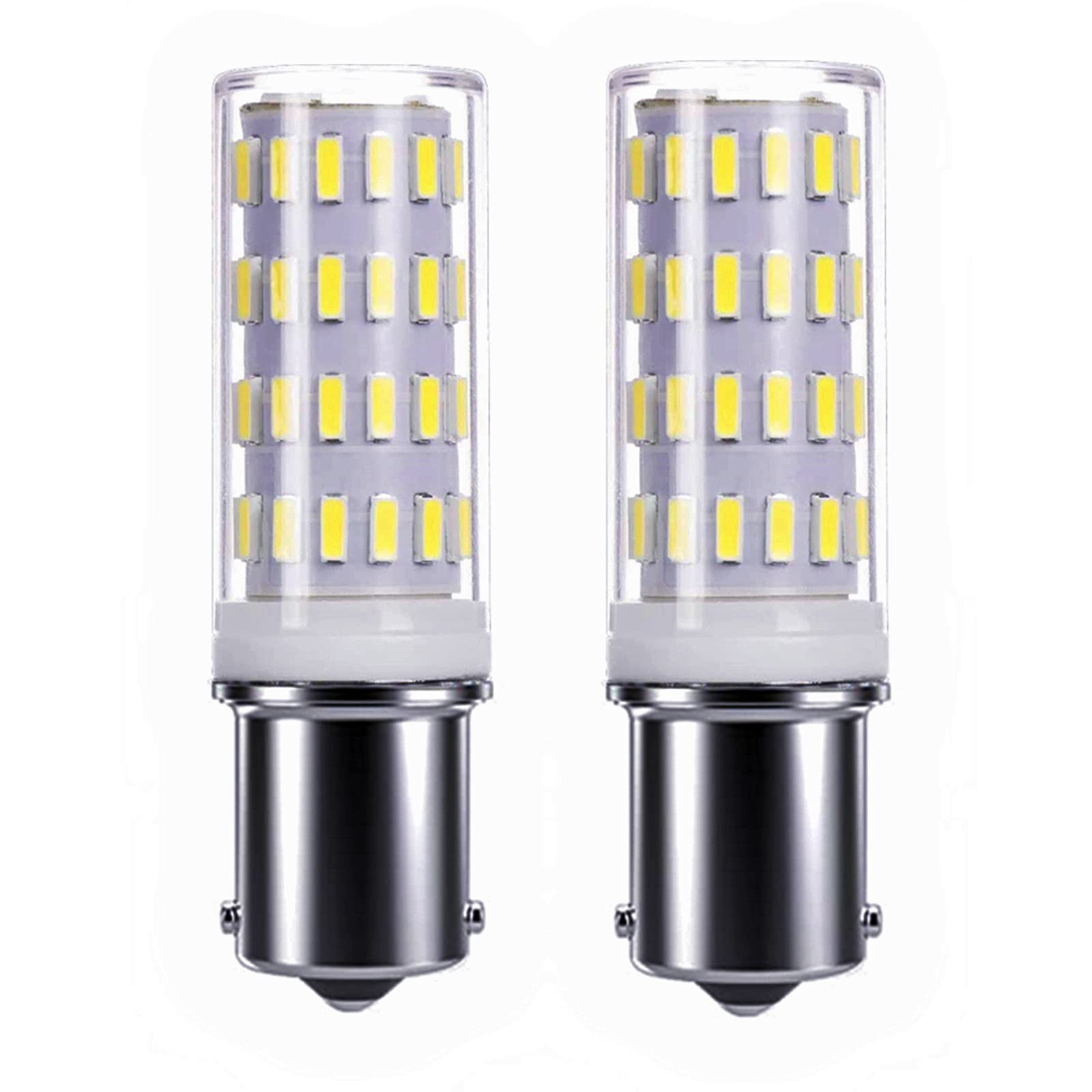 PYRJIN Ba15s 1156 1141 Led Bulbs 12V 24V Ac/Dc 5W Single Contact Bayonet Base, Equivalent to 45W Halogen, for Interior, Exterior, Landscape Lighting, White 6000K. (2-Pack)