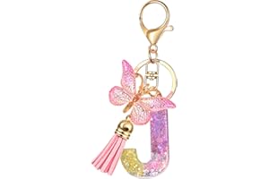 GIFTOXO Letter Keychains for Women and Girls, Key Chains for Car Keys, Cute & Pink Keychain Accessories for Backpack, Wallet