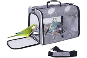 Bird Carrier with Stand Perch, Breathable, Travel Carrier Cage Parrot Carrier for Hiking, Airline Approved