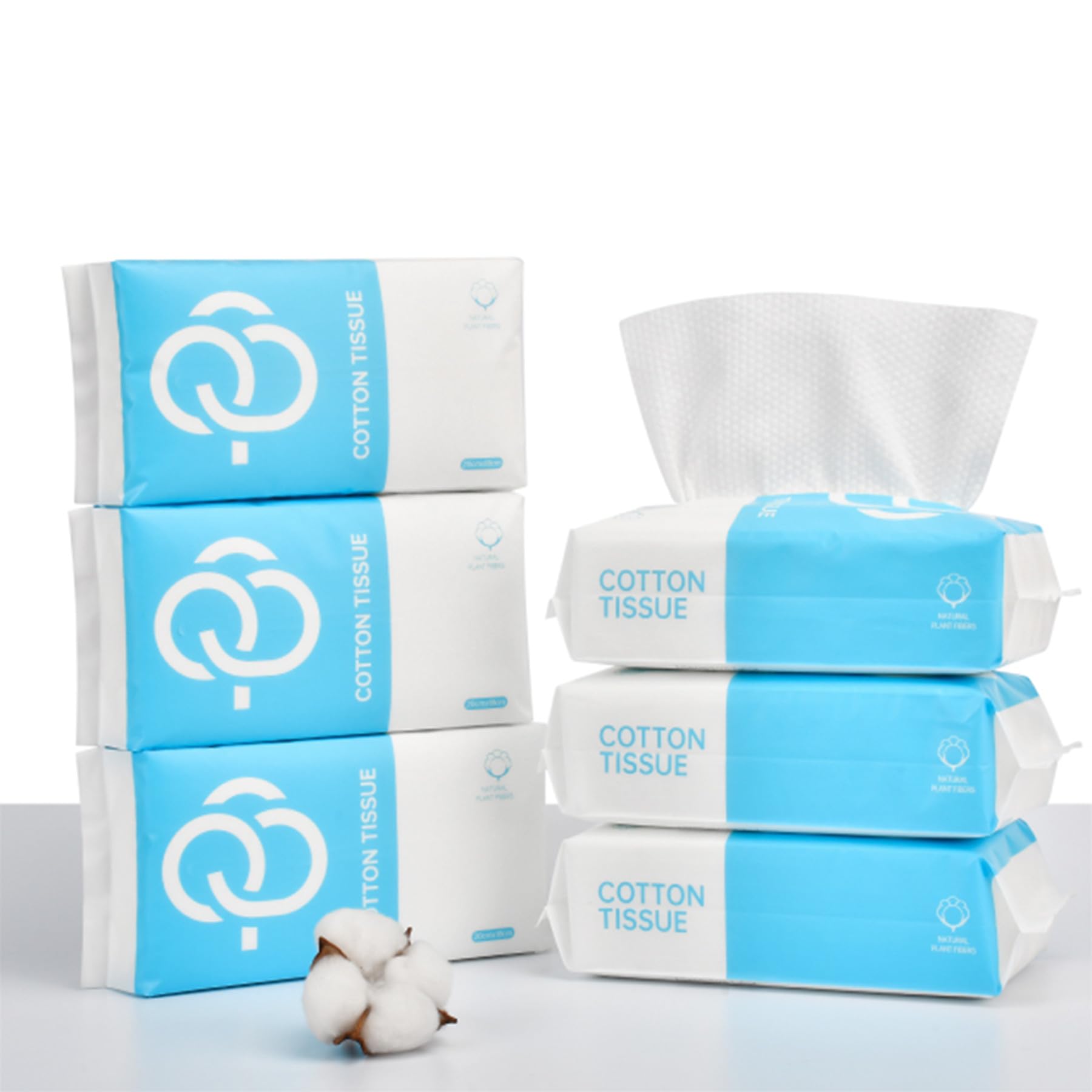 Disposable Face Towel GBB Cotton Facial Extra Thick Face Wipes Wet and Dry Face Cloths Lint Free Soft Dry Wipes for Sensitive Skin/Baby Care/Makeup Removing/Surface Cleaning (6 Pack)