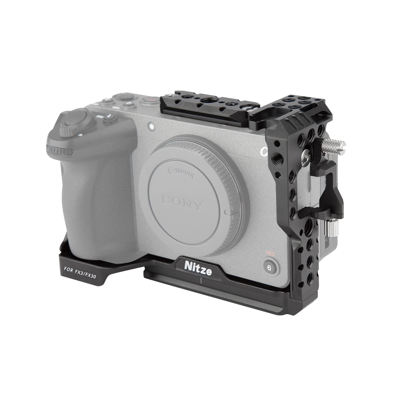 Nitze Cage for Sony FX30 Camera/FX3(ILME/FX3), with HDMI Cable Clamp and Built-in Acra QR Plate, Compatible with Original XLR Handle - T-S10B