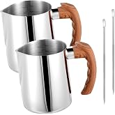 2 Pcs Stainless Steel Milk Frothing Pitcher - 20oz (600ml), Espresso Steaming Pitcher with Anti-scald Handle for Coffee, Cappuccino, Latte Art