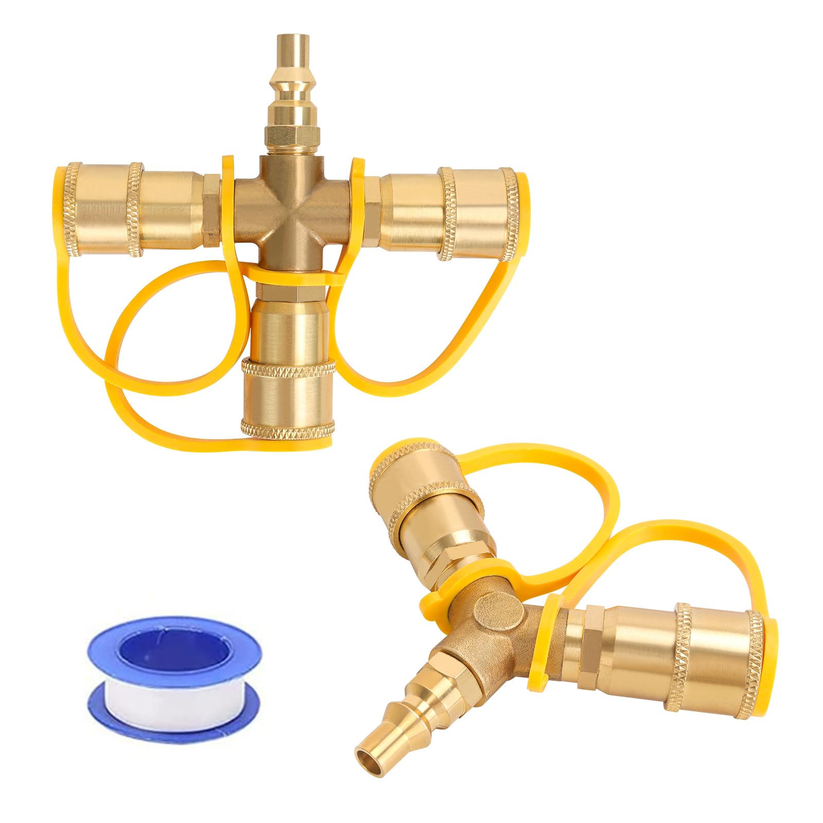 Photo 1 of 1/4 inch RV Propane Quick Connect Splitter, Propane Y Splitter Propane Splitter 2 Way & 3 Way with Shut Off Valve for RV Trailer, 1/4" Propane Tee Quick Disconnect Fitting for RV to Hose Grill Heater