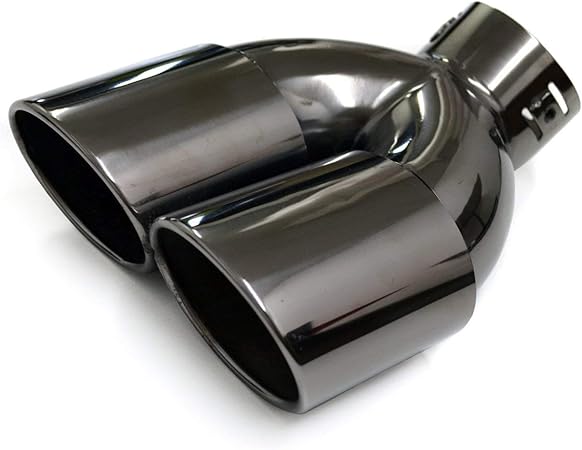 Amazon プリウス 30系 マフラーカッター 下向き トヨタ 2本出し 汎用 ステンレス製 191 L型 ブラッククローム Zvw30 マフラーカッター 車 バイク