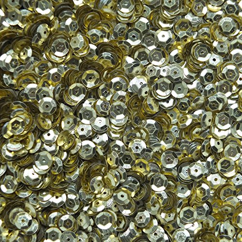 6mm CUP SEQUINS Facet PAILLETTES ~ Gold Semi Matte ~ Made in USA Loose for embroidery, arts, crafts, bridal wear, embellishment