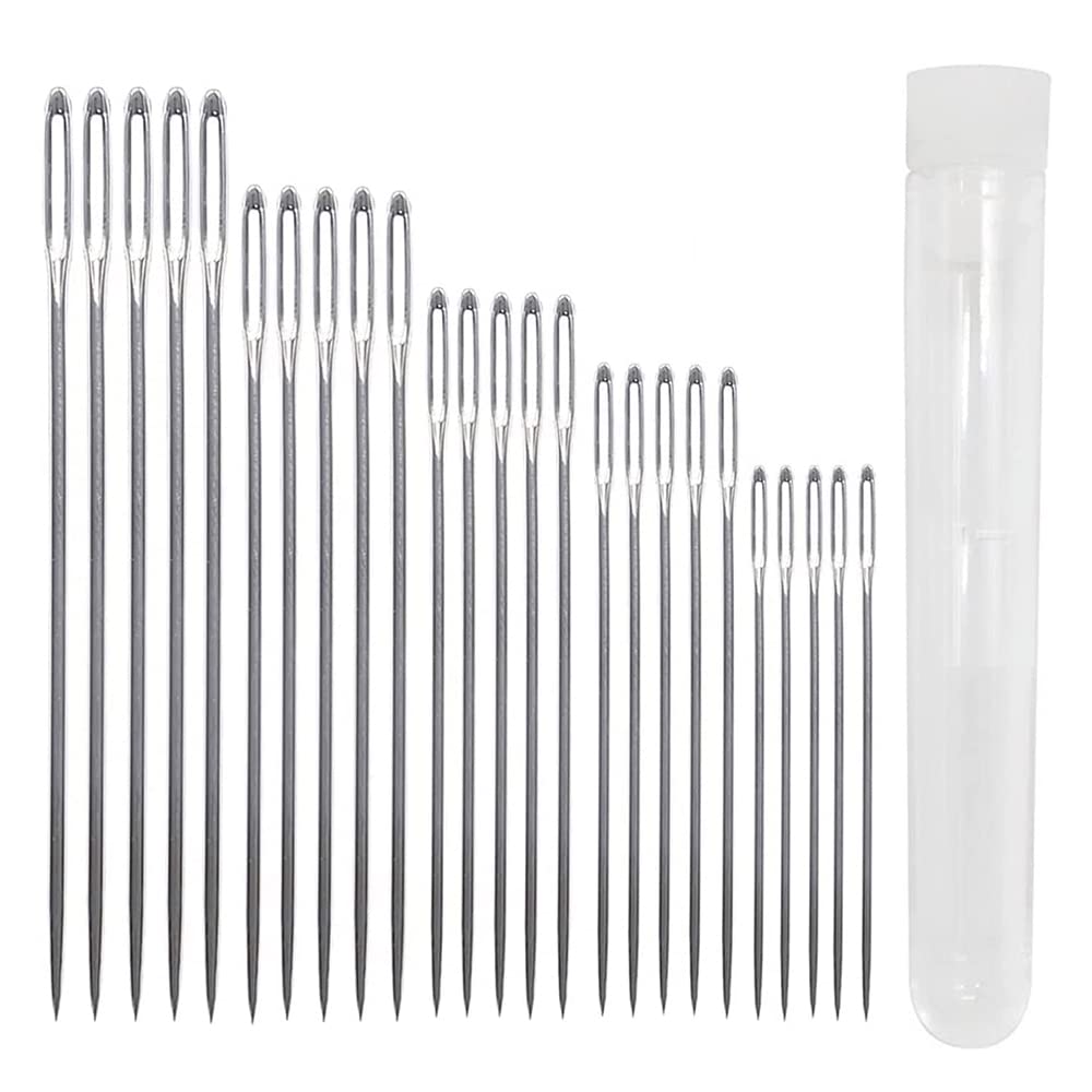 CENPEK Sewing Needles Large Eye Sharp Point, 50pcs Large Eye Stitching Needles Hand Sewing Needles,Yarn Knitting Needles in a Clear Tube Sewing Needles Set 1.65'' 1.8'' 2'' 2.2'' 2.36''