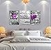HUADAOART Wall Art for Living Room Purple Birds and Flowers Landscape Purple Art Canvas Prints Art Work Framed Perfect 3 Panels Wall Decorations Bedroom Office Each Panel Size:12x16inches 3pcs/Set