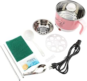 ??????????? ?????????????????? ???????????? ???????????wosume Mini Cooking Pot -Mini Stainless Steel Electric Cooking Pot Rapid Noodles Cooker for Dormitory Home 110-220V 1.8L (Pink)