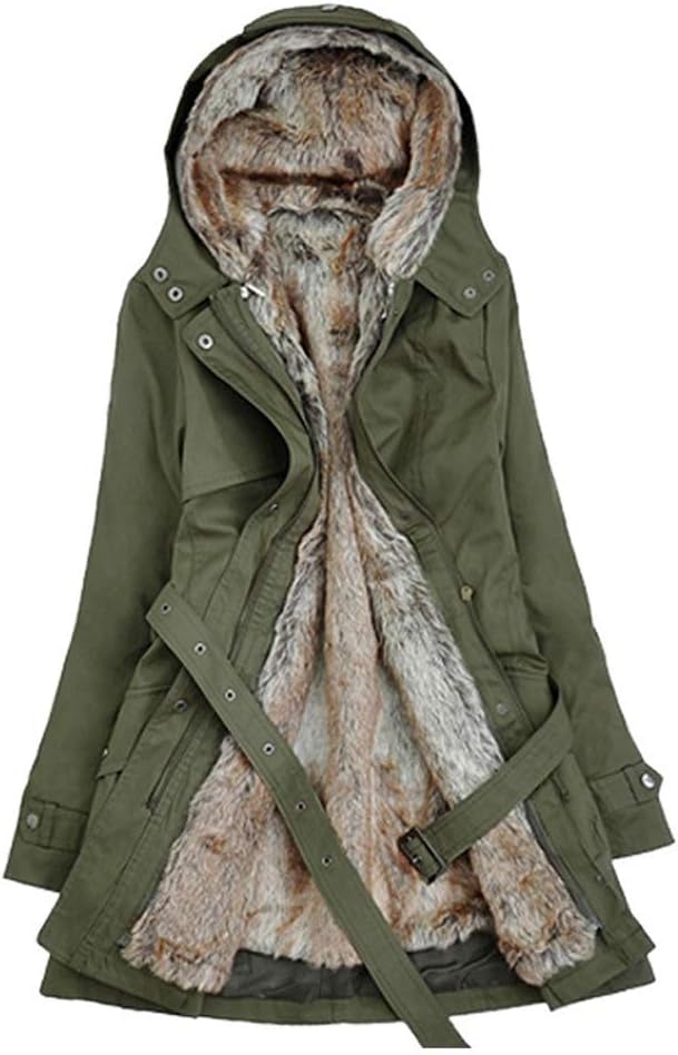 FENIKUSU Winter Coats for Women Thicken Lamb Wool Hooded Cotton Jackets