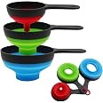 KongNai Canning Funnel for Wide and Regular Jars，Wide Mouth Funnels Sets of 3, Large for Mason Jar, Food Grade Collapsible Si