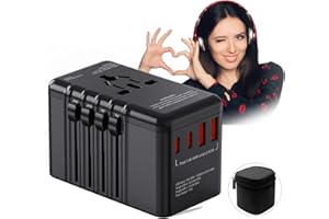 X-STAR 220V to 110V Voltage Converter & Universal Travel Adapter- Step Down Transformer for European Travel with 4 USB Ports,