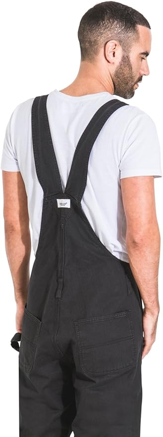 mens black dungaree shorts