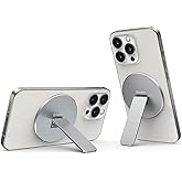 Magtame Magnetic Phone Stand Grip for Magsafe, Utral-Thin Snap-on Phone Kickstand, Holder & Grip, Foldable & Adjustable for Hands-Free Viewing | Compatible with Phone 16 15 14 13 12 Pro,Silver