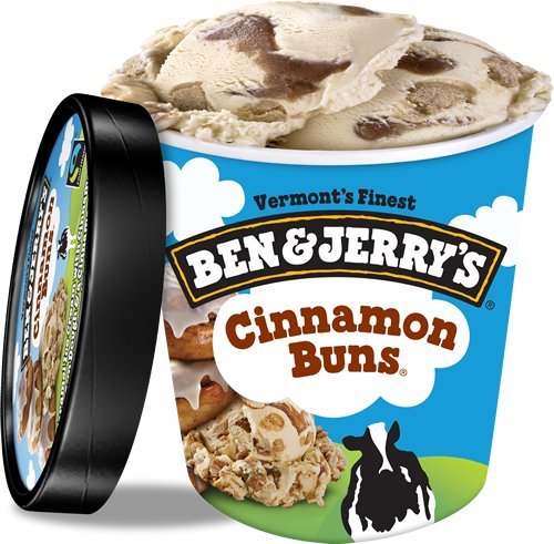 Ben & Jerry's - Vermont's Finest Ice Cream, Non-GMO - Fairtrade - Cage-Free Eggs - Caring Dairy - Responsibly Sourced Packaging, Cinnamon Buns, Pint (4 Count)