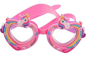 Totority Adjustable Waterproof Unicorn Swim Goggles Soft Silicone Frame UV Protection for Boys Swimming