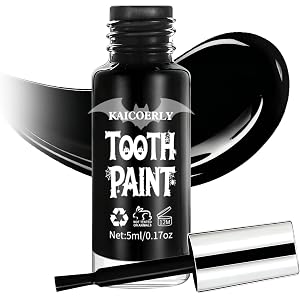 KAICOERLY Tooth Paint, Mouth Safe & Fast Drying Formula for #Black (5 ml) | Realistic Effect for Halloween Costumes, Stage Th