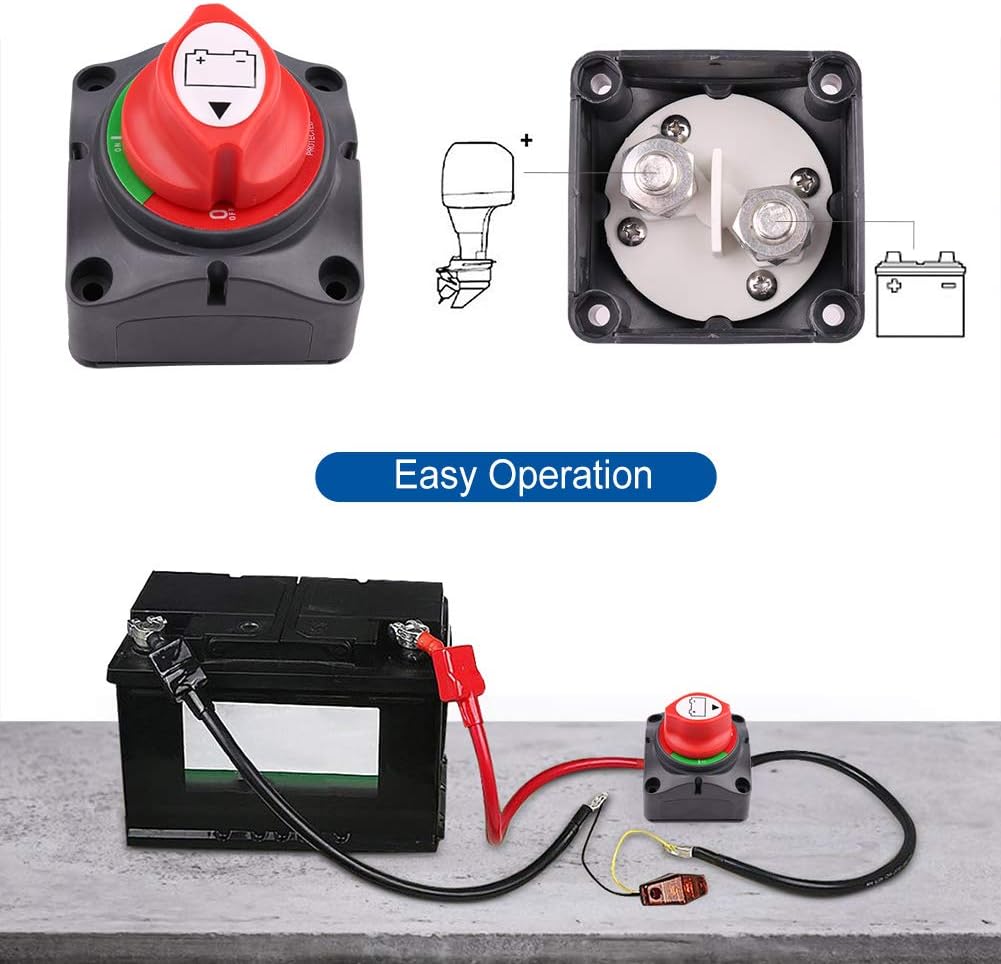 Battery Switch, 12V 24V 48V Battery Disconnect Master Cutoff Switch for Marine Boat RV ATV UTV Vehicles, Waterproof Heavy Duty Battery Isolator Switch (On/Off): Automotive