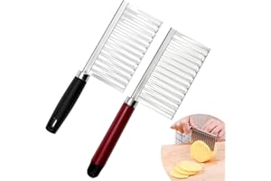 2 PACK French Fry Crinkle Cutter,Wavy Potato Slicer Cutter,Vegetable Veggie Chopper Cut Knife,Cucumber Carrot Garnishing Knif