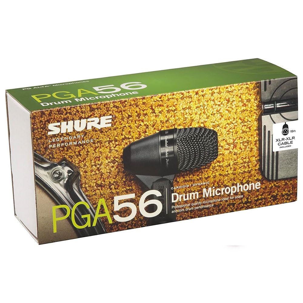 Shure PGA56 Dynamic Microphone - with Cardioid Pick-up Pattern, Swivel-Mount Dynamic Snare/Tom Microphone with AP56DM Drum Mount (PGA56-XLR)