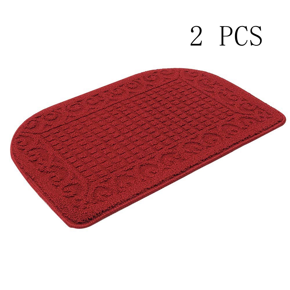 27X18 Inch Anti Fatigue Kitchen Rug Mats are Made of 100% Polypropylene Half Round Rug Cushion Specialized in Anti Slippery and Machine Washable,Burgundy (2 pcs)
