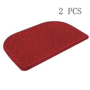 27X18 Inch Anti Fatigue Kitchen Rug Mats are Made of 100% Polypropylene Half Round Rug Cushion Specialized in Anti Slippery and Machine Washable,Burgundy (2 pcs)