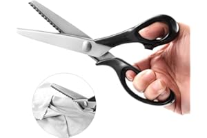 KimDaro Pinking Shears Set, 9.2 Inches Handled Professional Stainless Steel Dressmaking Sewing Craft Scissors Zig Zag Scissors (Serrated, 7mm)