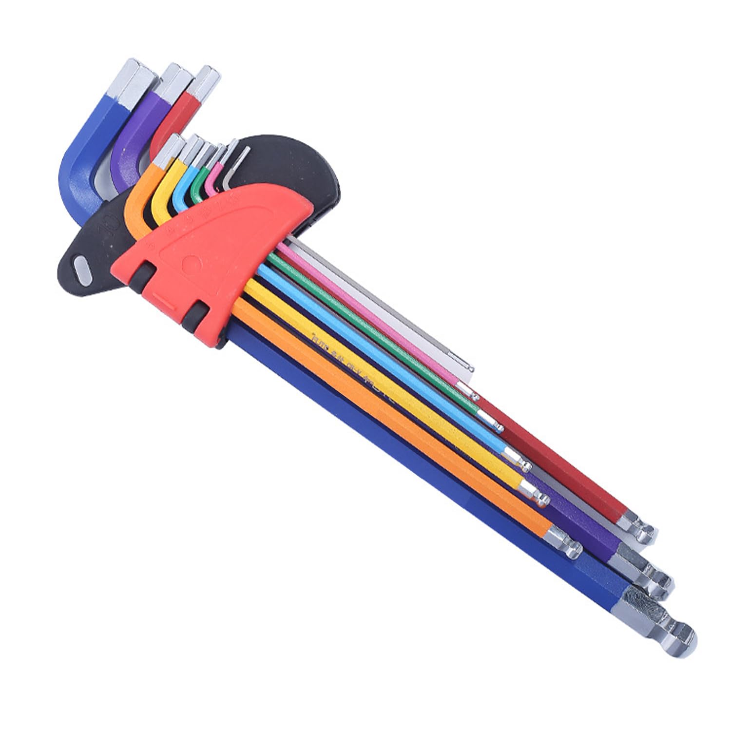 Ieron 9Pcs Allen Key Set, Metric Keys, Long, Folding, Ball Head Hex Diamond (Hex Plus) Torx Key Set with Colour Coding 1.5mm-10mm for Furniture Assembly, Bicycle Repair, Household DIY