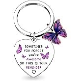 Zguhsadl Purple Gifts for Women Inspirational Butterfly Gift for Girls Sometimes You Forget You're Awesome Womens Motivational Encouragement Gifts Little Reminder Keychain For Women