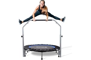 BCAN 40/48" Foldable Mini Trampoline Max Load 330lbs/440lbs, Fitness Rebounder with Adjustable Foam Handle, Exercise Trampoline for Adults Indoor/Garden Workout