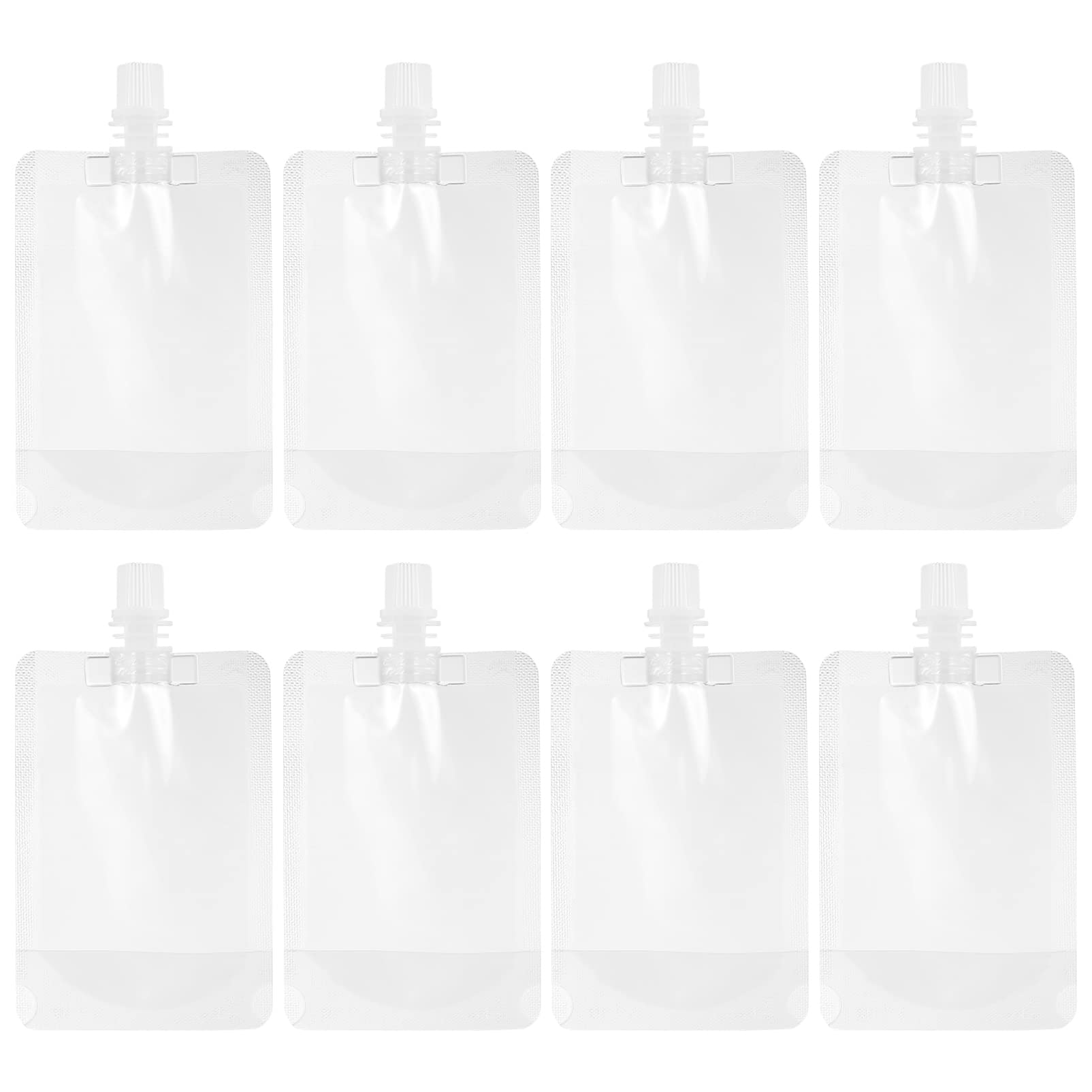Cabilock 50Pcs Clear Food Sealed Packaging Bags with Spout 7Oz Reusable Liquid Storage Pouches for Juice Soy Milk Home and Festival Use