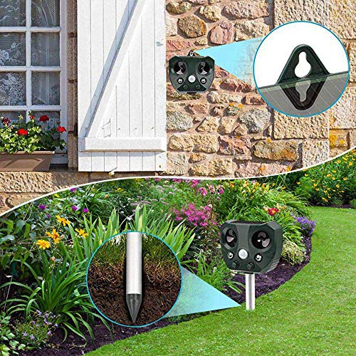 ZOVENCHI Solar Powered Ultrasonic Animal Repeller,Outdoor Waterproof with Motion Activated & LED Lights, Repel unwanted Animal: Cats and Dogs, Squirrels,Raccoons, Foxes, Skunks, Rabbit,etc. - Thumbnail 4