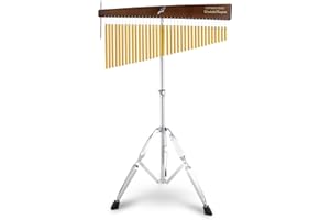 EASTROCK 36 Note Chimes Slant Style Musical Instruments Percussion Instrument European Ash Single-row Chime Bar Chimes Percussion Height-Adjustable Stand Gold