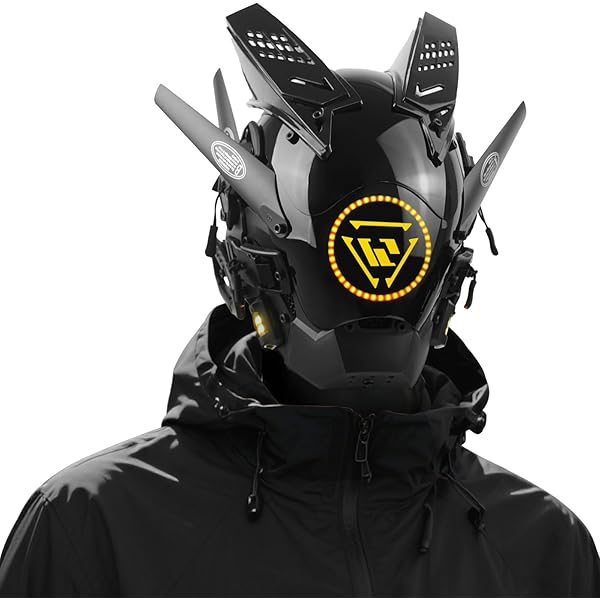 Casco De Halloween Punk, Máscara De Samurái Con Luz Led Y Ge