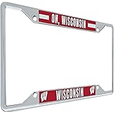 Desert Cactus University of Wisconsin License Plate Frame Badgers UW Madison Holder for Front or Back of Car Metal Car Tag Holder Officially Licensed (Slogan 2)