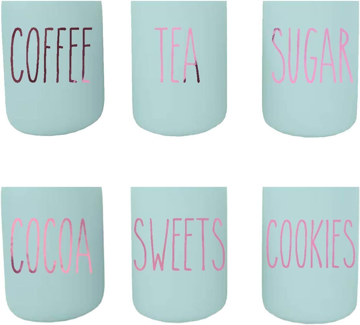 Imagnt Studio Coffee, Cocoa, Tea, Sugar, Cookies, Sweets Decals Set for Kitchen containers, Rae Dunn Inspired, Jar Labels Stickers, Organizing, Home Decor. Choose Color (Rose Gold Metallic)