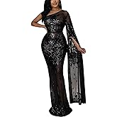 PORRCEY Women's Sexy Elegant Sparkly Sequins Evening Dress Party Club Night Outfits