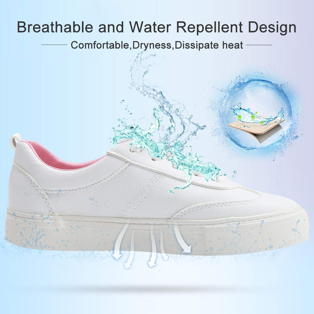 Camel Crown White Sneakers for Women Leather Casual Lace-Up Low Skate Shoes Classic Fashion Sneaker Comfortable & Fit 5.5 M US