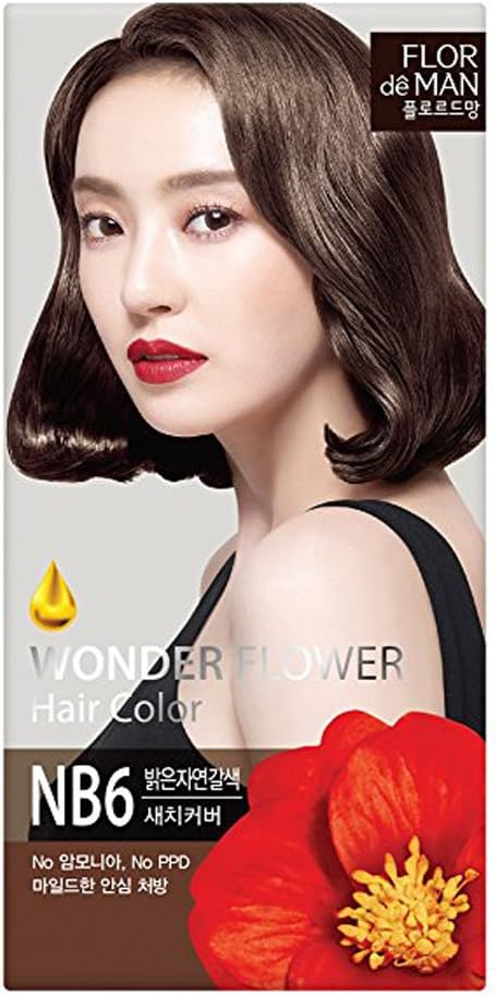 Somang Flor De Man Wonder Flower Hair Color [ Light Natural Brown - NB6 ] No PPD and Ammonia