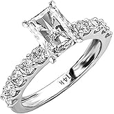 Houston Diamond District 4 to 6 Carat LAB GROWN DIAMOND Classic Side Stone Prong Set Radiant Cut Diamond Engagement Ring (E-F Color VS1-VS2 Clarity)