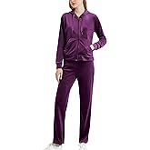 MessBebe Womens Velour Tracksuits Set Long Sleeve Sweatsuits 2 Piece Sports Outfit Zip Hoodie Sweatpants Joggers Set