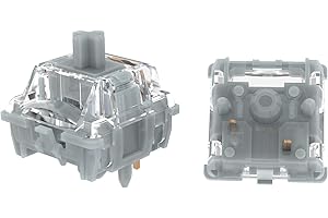 GATERON 0° Silent Silver Keyboard Switches, Linear Dual-Rail 45g Force SMD LED Key Switches Compatible for MX Mechanical Keyb