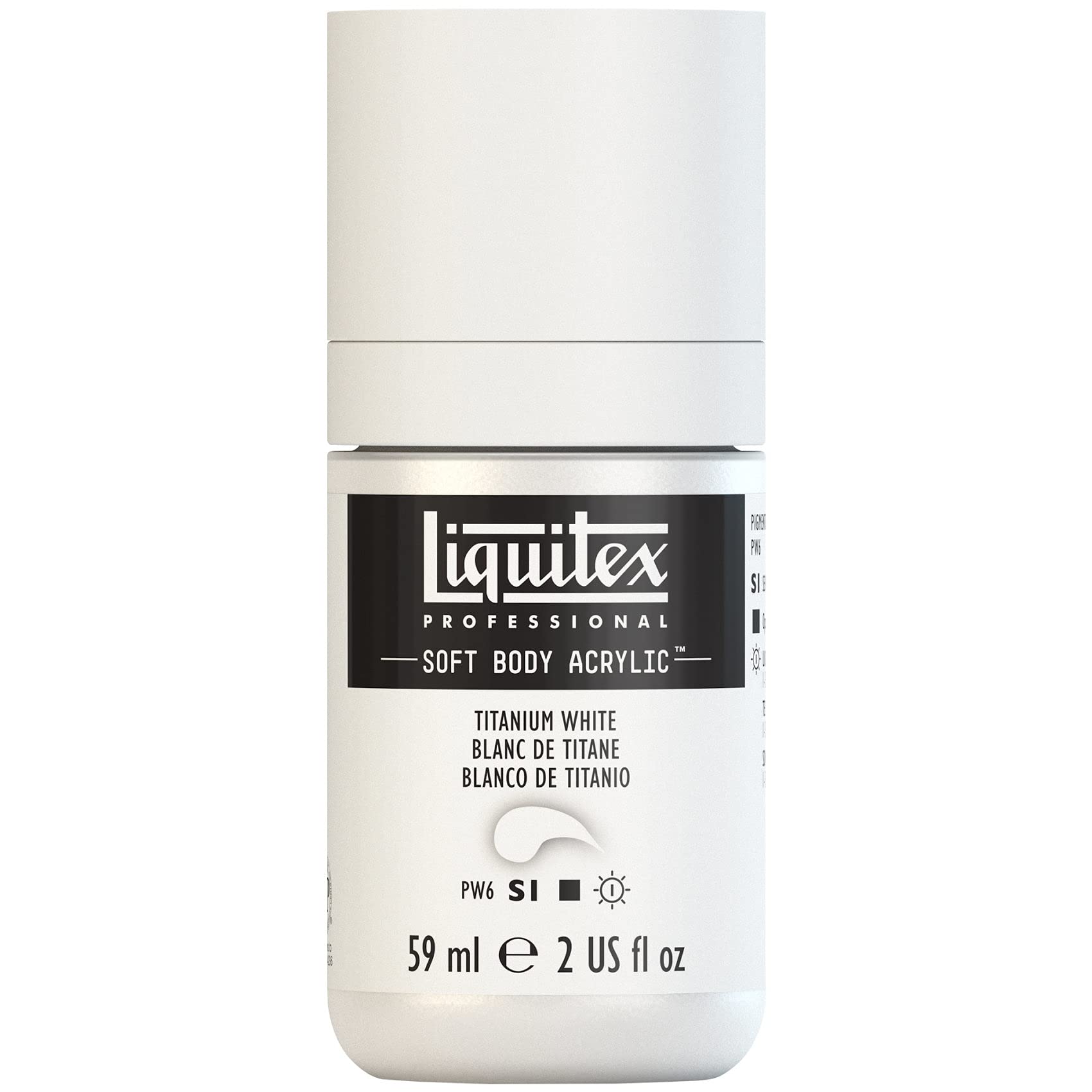 Liquitex 1959432 Professional Acrylic Paint Soft Body - Artist Paint in Creamy Opaque Consistency, High Pigmentation, Lightfast and Ageing Resistant, 59 ml Bottle - Titanium White