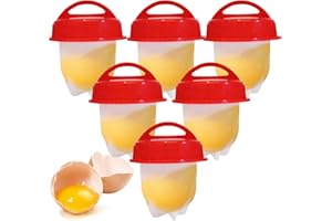 KINKIMISTINA Hard Boiled Egg Maker, 6-Piece Shell-Free Egg Cooker Set, Non-Stick Easy-Clean Multifunctional Egg Boiler Kit, w