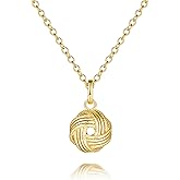 SunDins 14K Gold Necklaces for Women Pendant Necklaces Love Knot Pendant Necklace for Women Simple Round Knot Women’s Gold Necklace Trendy Adjustable in Length 18in (16in+2.1in)