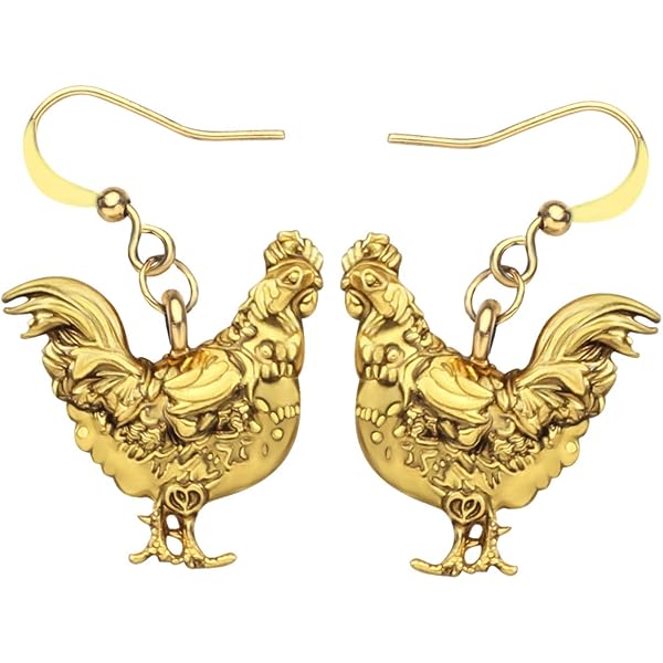 BONSNY Colorful Folk Art Chicken Dangle Earrings - Floral Pattern, Hypoallergenic Stainless Steel, Fun Novelty Gift - View #5