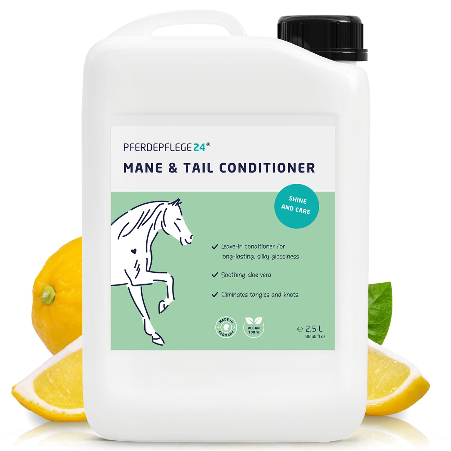 PFERDEPFLEGE24 Mane and Tail Detangler Spray for Horses - Brilliant Shine, Untangles & Conditions Hair - Non-Sticky & Long-Lasting Mane and Tail Spray - Dirt Repellent Horse Grooming - 2500ml