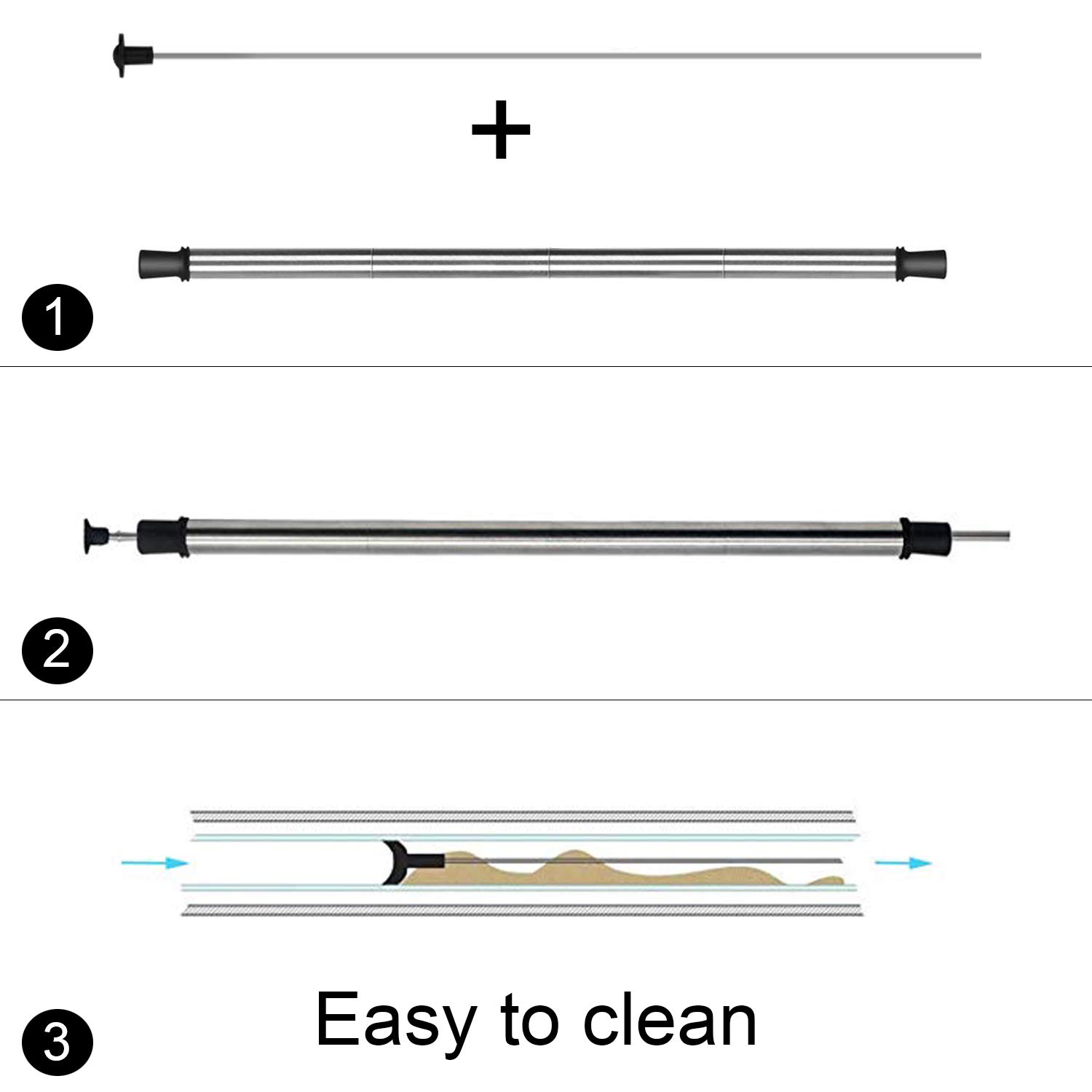 Collapsible Reusable Straws Premium Food-Grade Foldable Silicone Collapsible Straw Stainless Steel Drinking Straws Portable Set with Hard Case Holder and Cleaning Brush