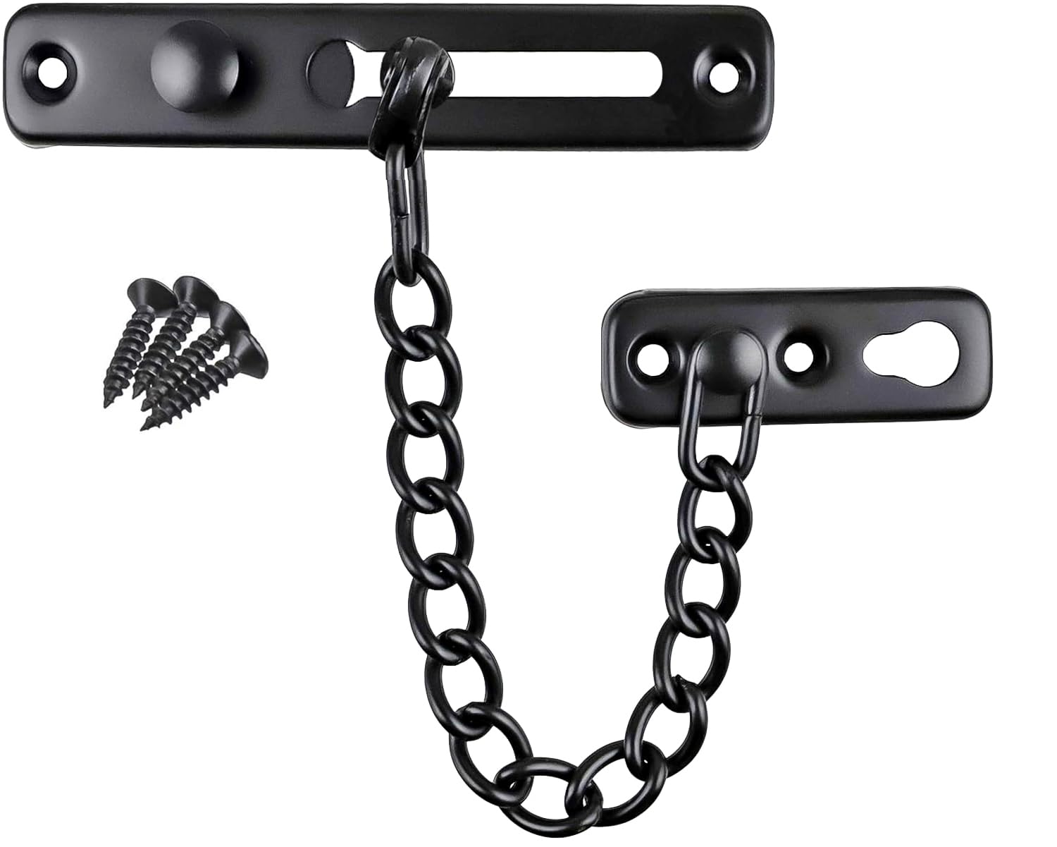 Litensh Door Chain Lock, Stainless Steel Door Guard Anti-Theft Press Lock, Chain Door Guard Lock Latch Sliding Lock for Hotel Home Living Motel Apartment Bedroom Black
